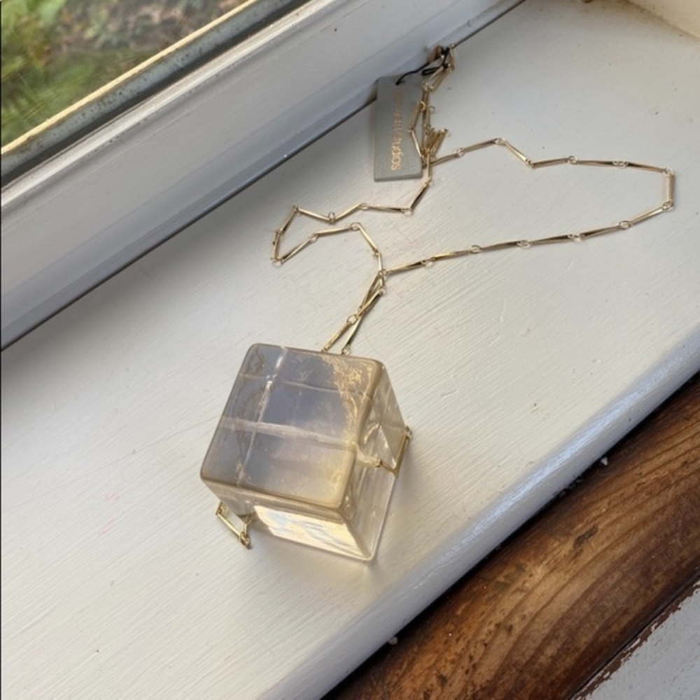 Anthropologie Long Cube Statement Necklace